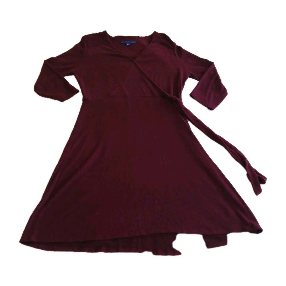 Apt. 9 Women L Burgundy Sweater Dress NWT Knit Wrap Tie Waist Long Sleeve Winter